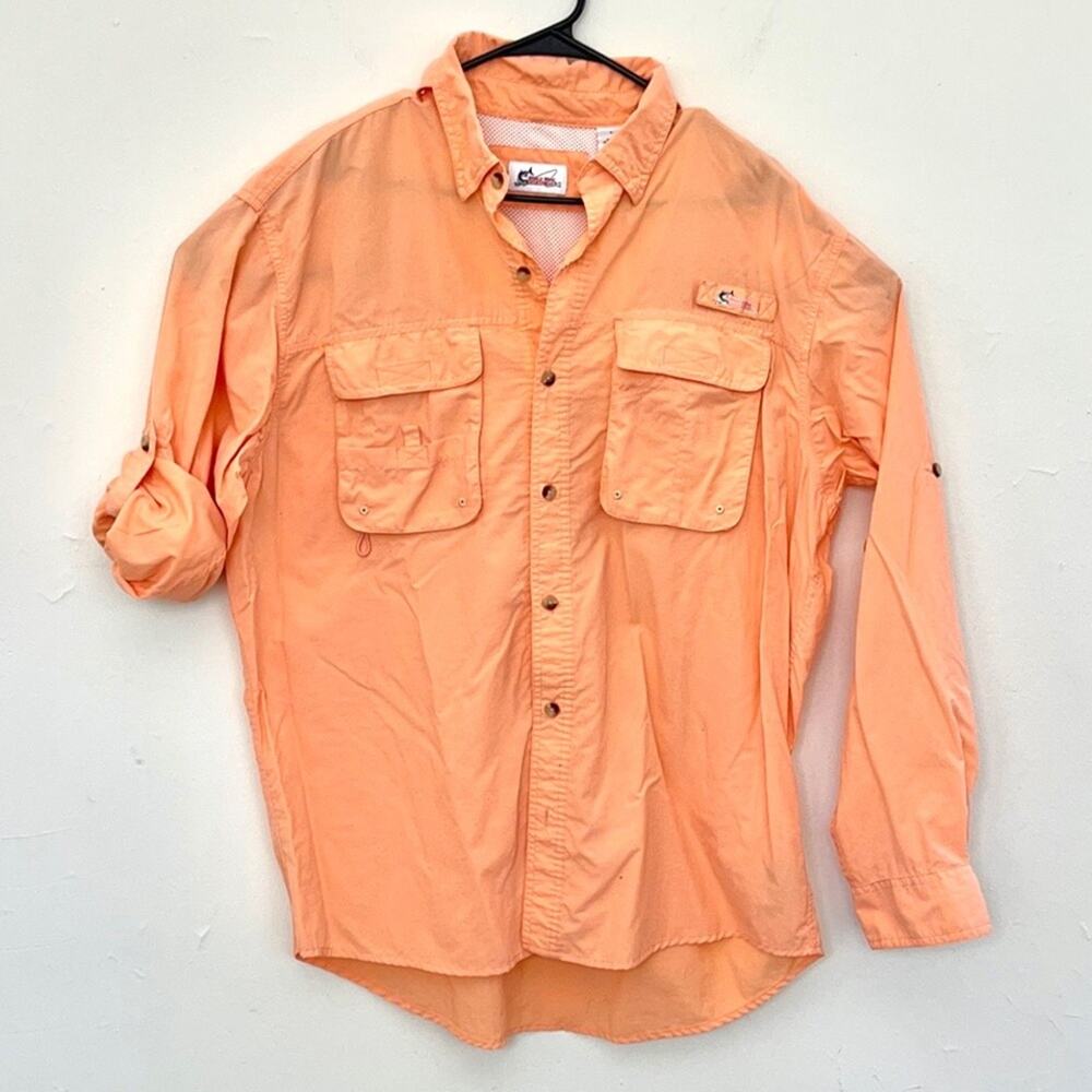WORLD WIDE SPORTSMAN orange fishing shirt size L